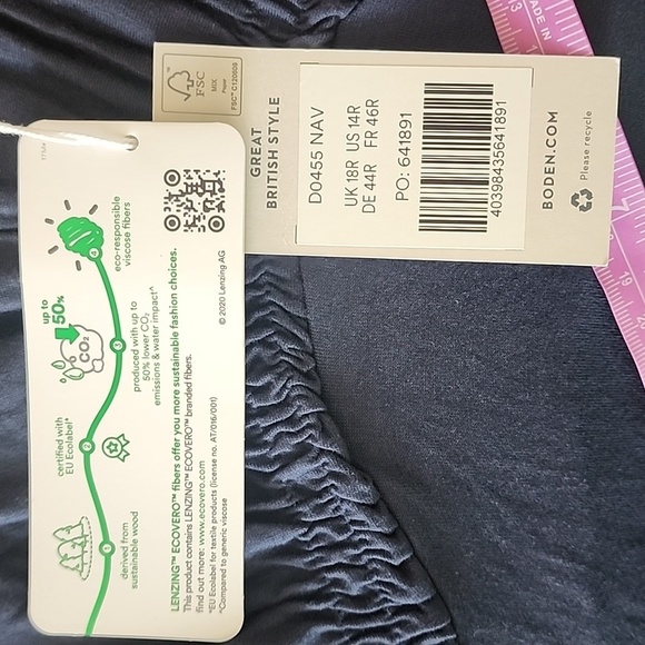 NWT Boden Empire Waist V Neck Jersey Maxi Dress In Navy Size 14 Regular - Picture 8 of 8